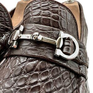 $2800 Salvatore Ferragamo Crocodile Alligator Giostra 3 Shoes Bit Loafers 9.5 D